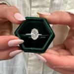 Oval Diamond 14K Solid White Gold Statement Solitaire Trendy Prong Ring Jewelry