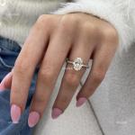 14K Gold Oval Diamond Prong Solitaire with Accents Courageous Lady Ring Jewelry