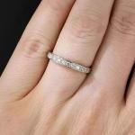 0.5 CT Lab Created Diamond Women's 14K White Gold Plated Art Deco Thin Band Ring