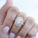 2 ct Created Oval & Round Cut Diamond Halo Engagement Ring 14K White Gold Plated