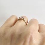 Vintage Pink Topaz Gemstone Diamond Ring 10K Yellow Gold, 1.15 Grams