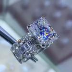 4 ctw Created Radiant & Round Cut Diamond Engagement Ring 14K White Gold Plated