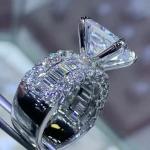 4 ctw Created Radiant & Round Cut Diamond Engagement Ring 14K White Gold Plated