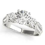 10K Solid White Gold Natural Diamond Solitaire with Accents Artisan Ring Jewelry