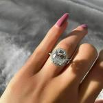 3Ct Oval Cut Lab Created Diamond Halo Engagement Ring 14K White Gold Finish