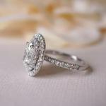 2 ct Created Oval & Round Cut Diamond Halo Engagement Ring 14K White Gold Plated