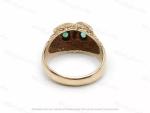 1Ct Round Lab-Created Green Emerald Owl Engagement Ring 14K Yellow Gold Plated