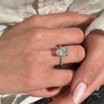 Oval Diamond 14K Solid White Gold Statement Solitaire Trendy Prong Ring Jewelry