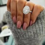 2 ct Created Oval & Round Cut Diamond Halo Engagement Ring 14K White Gold Plated