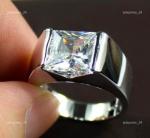 14K Solid White Gold Princess Diamond Solitaire Bezel April Birth Ring Jewelry