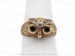 1Ct Round Lab-Created Green Emerald Owl Engagement Ring 14K Yellow Gold Plated