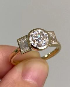 2Ct Round Cut Lab-Created Diamond Three-Stone Engagement Ring 14K Yellow Gold FN