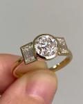 2Ct Round Cut Lab-Created Diamond Three-Stone Engagement Ring 14K Yellow Gold FN