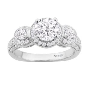 1.40Ct Round VVS1 Moissanite 14k White Gold Plated 925 Engagement Wedding Ring
