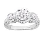 1.40Ct Round VVS1 Moissanite 14k White Gold Plated 925 Engagement Wedding Ring