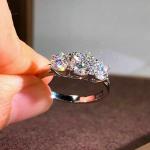 Lab Created Diamond 3-Stone Wedding Ring in White Gold