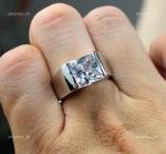 14K Solid White Gold Princess Diamond Solitaire Bezel April Birth Ring Jewelry