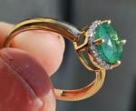 Beautiful Vintage Natural Emerald And Diamond 14k Ring. Size 6.