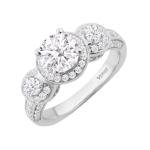 1.40Ct Round VVS1 Moissanite 14k White Gold Plated 925 Engagement Wedding Ring