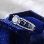 3.5Ct Round Created Diamond Sappire Womens Engagement Ring 14K White Gold Plated