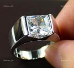 14K Solid White Gold Princess Diamond Solitaire Bezel April Birth Ring Jewelry