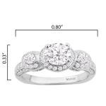 1.40Ct Round VVS1 Moissanite 14k White Gold Plated 925 Engagement Wedding Ring
