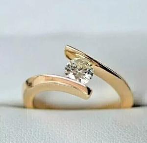 2Ct Round Cut Lab-Created Diamond Women's Engagement Ring 14K Yellow Gold Finish