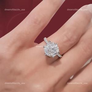 Diamond 14K Solid White Gold Solitaire with Accents Birthday Prong Ring Jewelry