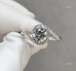 14K White Gold Natural Diamond Prong Solitaire with Accents Sister Ring Jewelry