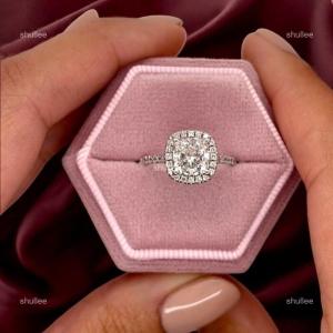 Natural Diamond 10K Solid White Gold Solitaire with Accents Wedding Ring Jewelry