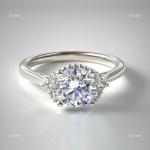 10K Solid White Gold Natural Diamond Solitaire with Accents Ethnic Ring Jewelry