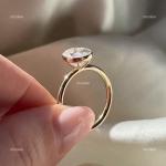 14K Yellow Gold Oval April Natural Diamond Mother's Day Solitaire Ring Jewelry