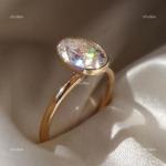 14K Yellow Gold Oval April Natural Diamond Mother's Day Solitaire Ring Jewelry