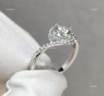 14K White Gold Natural Diamond Prong Solitaire with Accents Sister Ring Jewelry