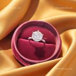 Diamond 14K Solid White Gold Solitaire with Accents Birthday Prong Ring Jewelry