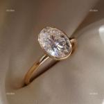 14K Yellow Gold Oval April Natural Diamond Mother's Day Solitaire Ring Jewelry