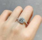 14K White Gold Natural Diamond Prong Solitaire with Accents Sister Ring Jewelry