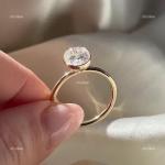 14K Yellow Gold Oval April Natural Diamond Mother's Day Solitaire Ring Jewelry