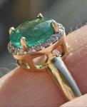 Beautiful Vintage Natural Emerald And Diamond 14k Ring. Size 6.