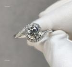 14K White Gold Natural Diamond Prong Solitaire with Accents Sister Ring Jewelry