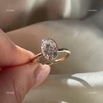 14K Yellow Gold Oval April Natural Diamond Mother's Day Solitaire Ring Jewelry