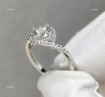 14K White Gold Natural Diamond Prong Solitaire with Accents Sister Ring Jewelry
