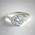 10K Solid White Gold Natural Diamond Solitaire with Accents Ethnic Ring Jewelry
