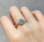 14K White Gold Natural Diamond Prong Solitaire with Accents Sister Ring Jewelry