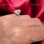 Diamond 14K Solid White Gold Solitaire with Accents Birthday Prong Ring Jewelry