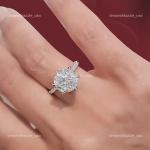 Diamond 14K Solid White Gold Solitaire with Accents Birthday Prong Ring Jewelry