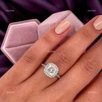 Natural Diamond 10K Solid White Gold Solitaire with Accents Wedding Ring Jewelry