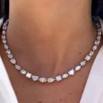 Multi-cut Diamond Statement Tennis Necklace in White Gold