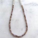 Pink Diamond & White Topaz Solid Gold Necklace