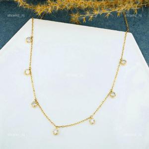 14K Gold Round Cut Diamond Boho Necklace